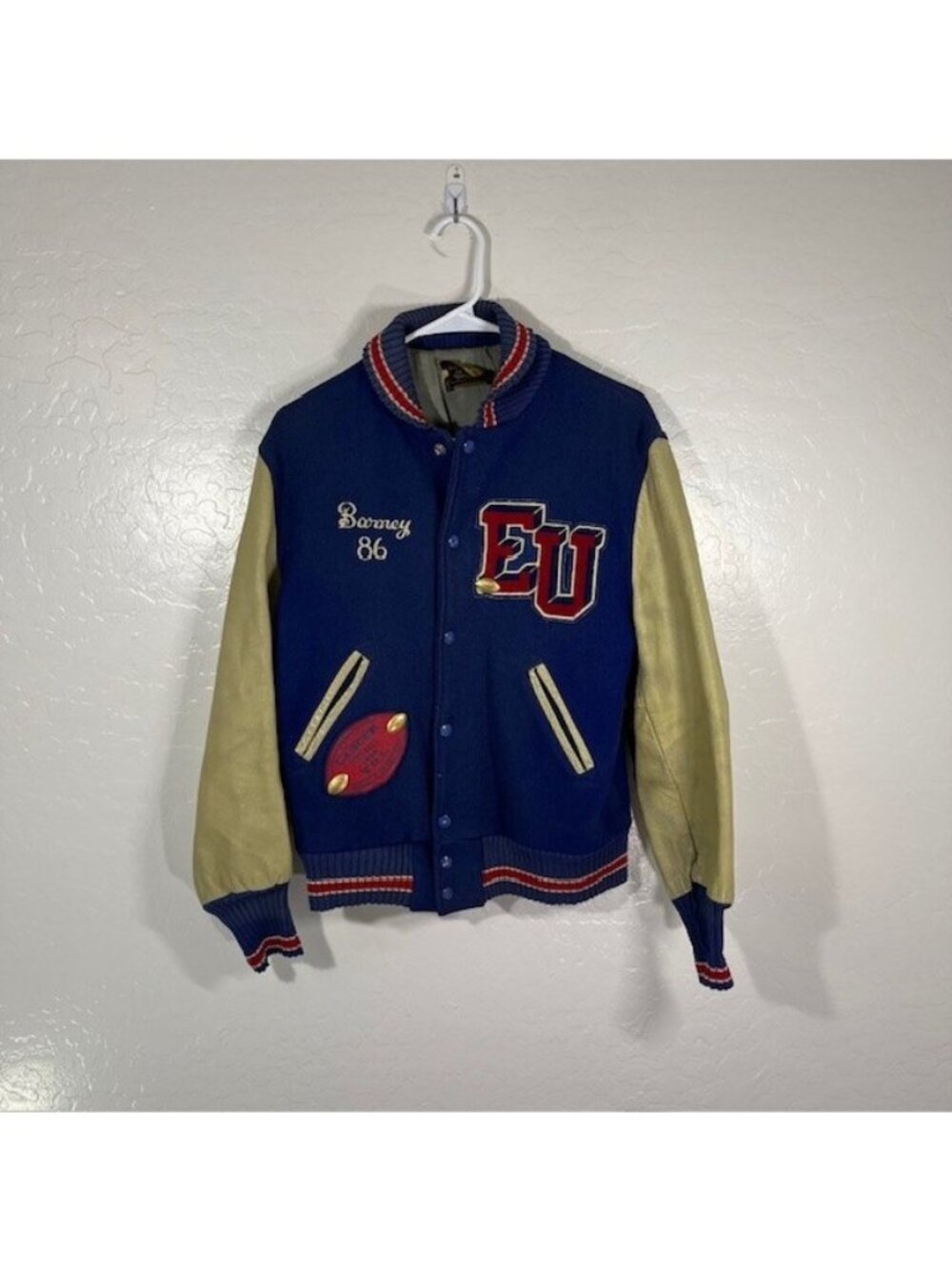 Vintage Varsity Jacket Mens 38 Wool Leather 1986 Football Bomber High School